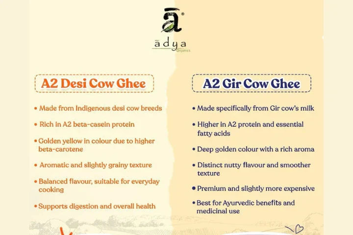 A2 Gir Cow Ghee vs A2 Desi Cow Ghee: What’s the Real Difference?