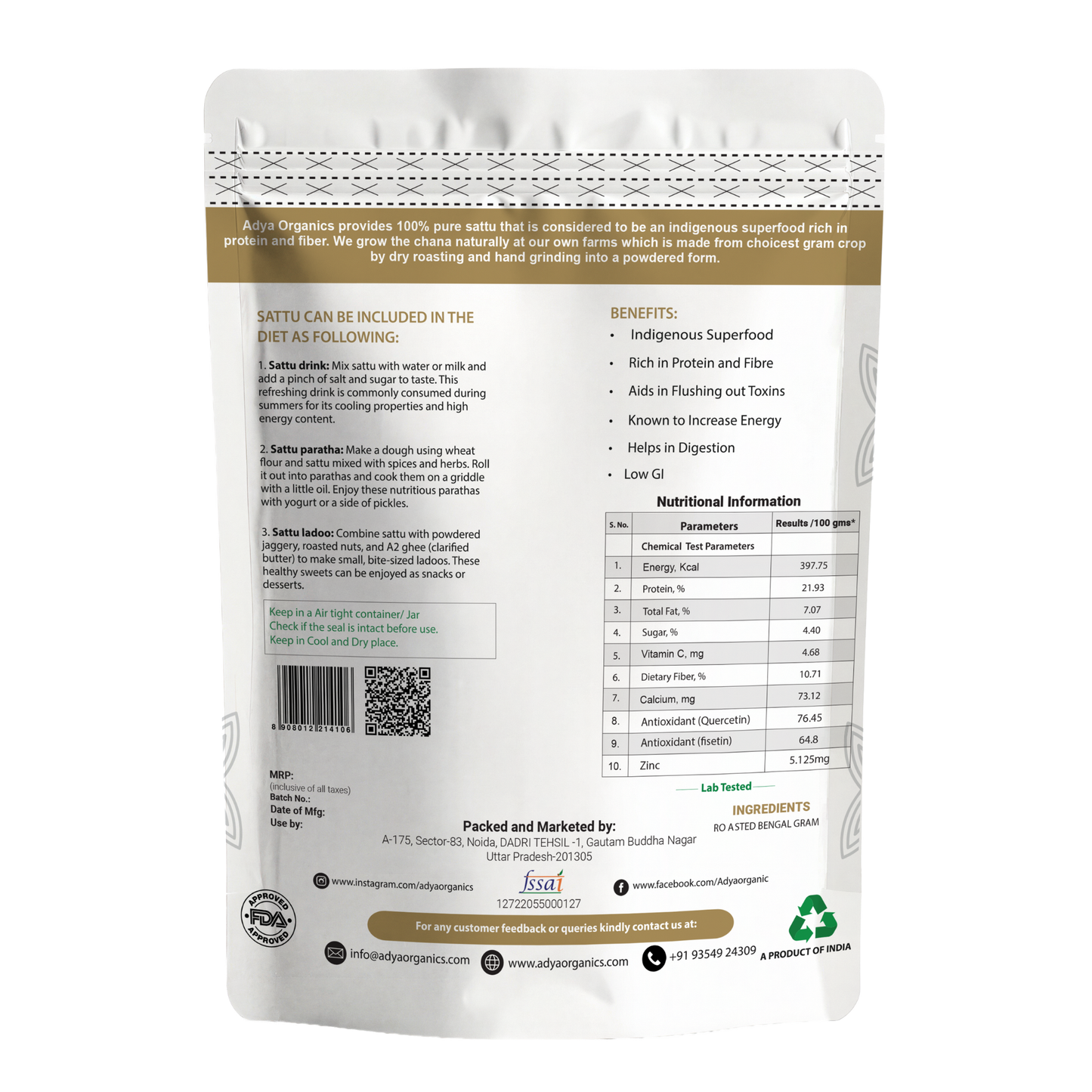 Organic Chana Sattu Powder